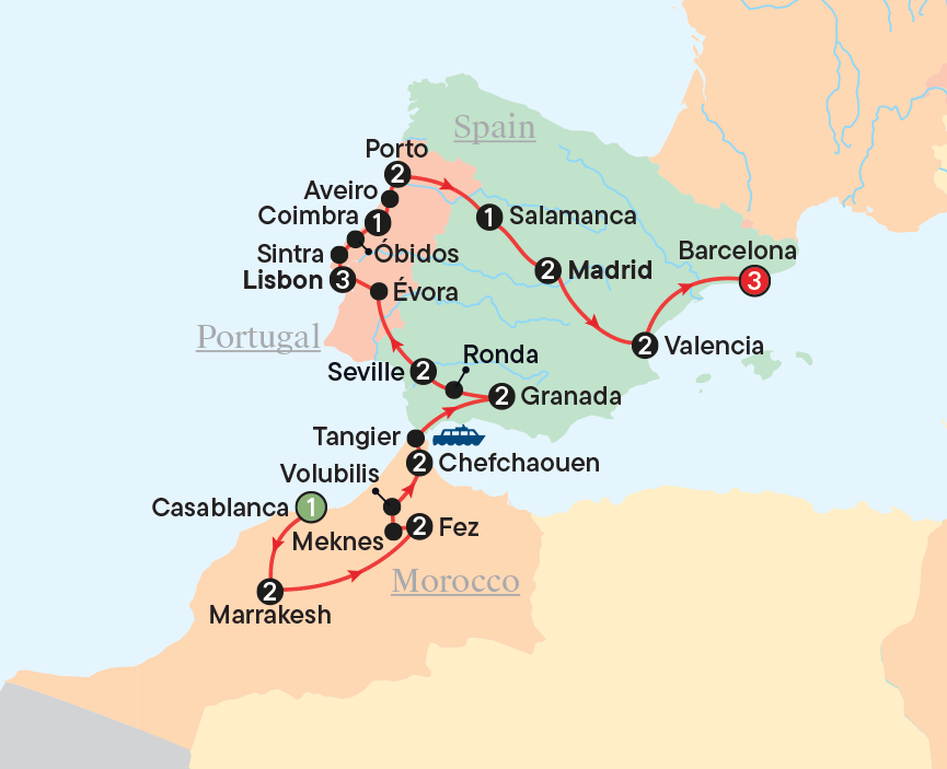Map - Spain, Portugal & Morocco 2027